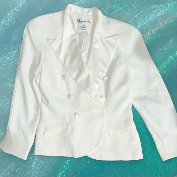 Dior Jackets & Blazers - Vintage Dior Women’s Double-Breasted Ivory/White Blazer